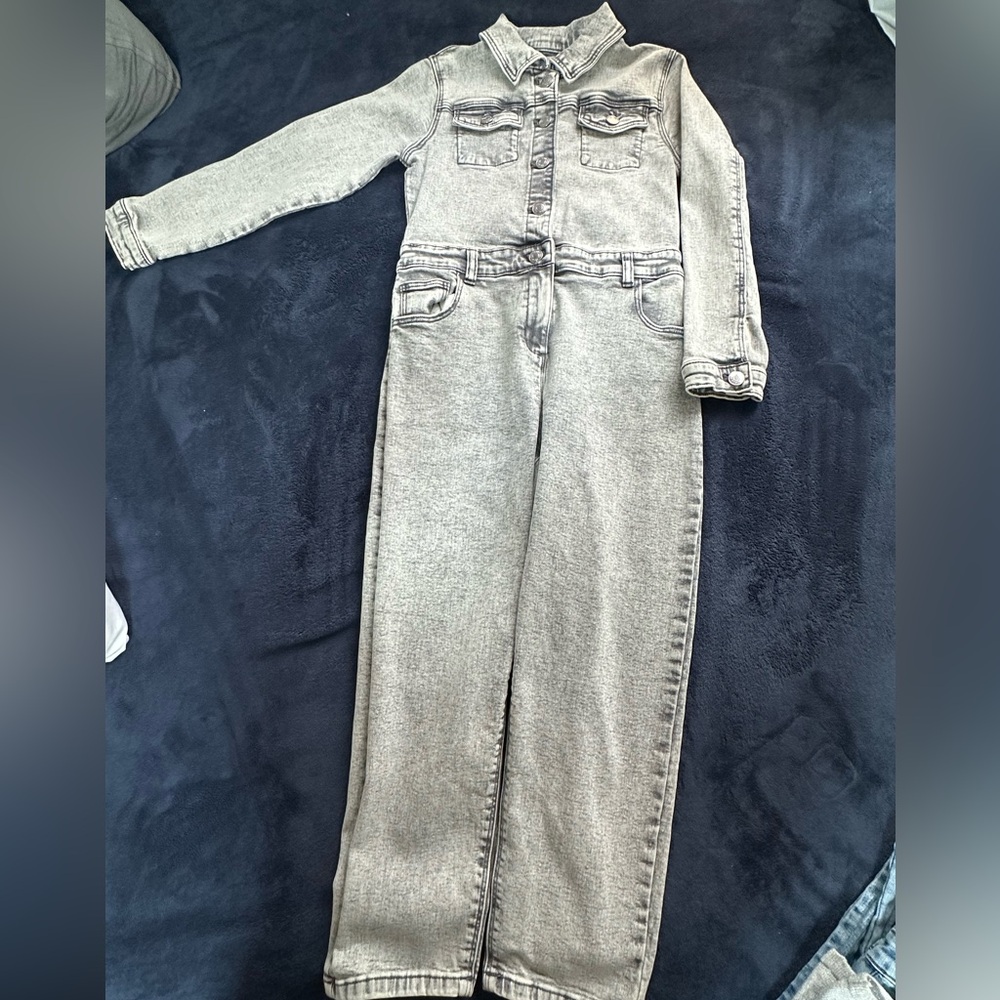 Gray Denim Jumpsuit